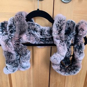 Rabbit pink and black scarf.